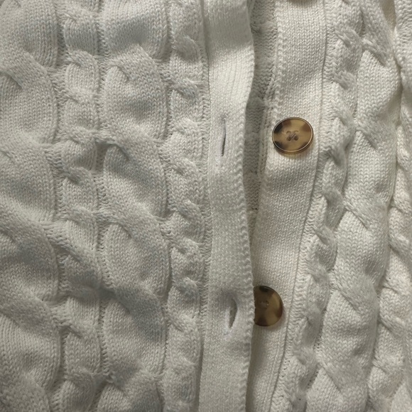 🌻NWOT Lands' End Women's White Cable Knit Sweater 🌻 - Picture 3 of 5